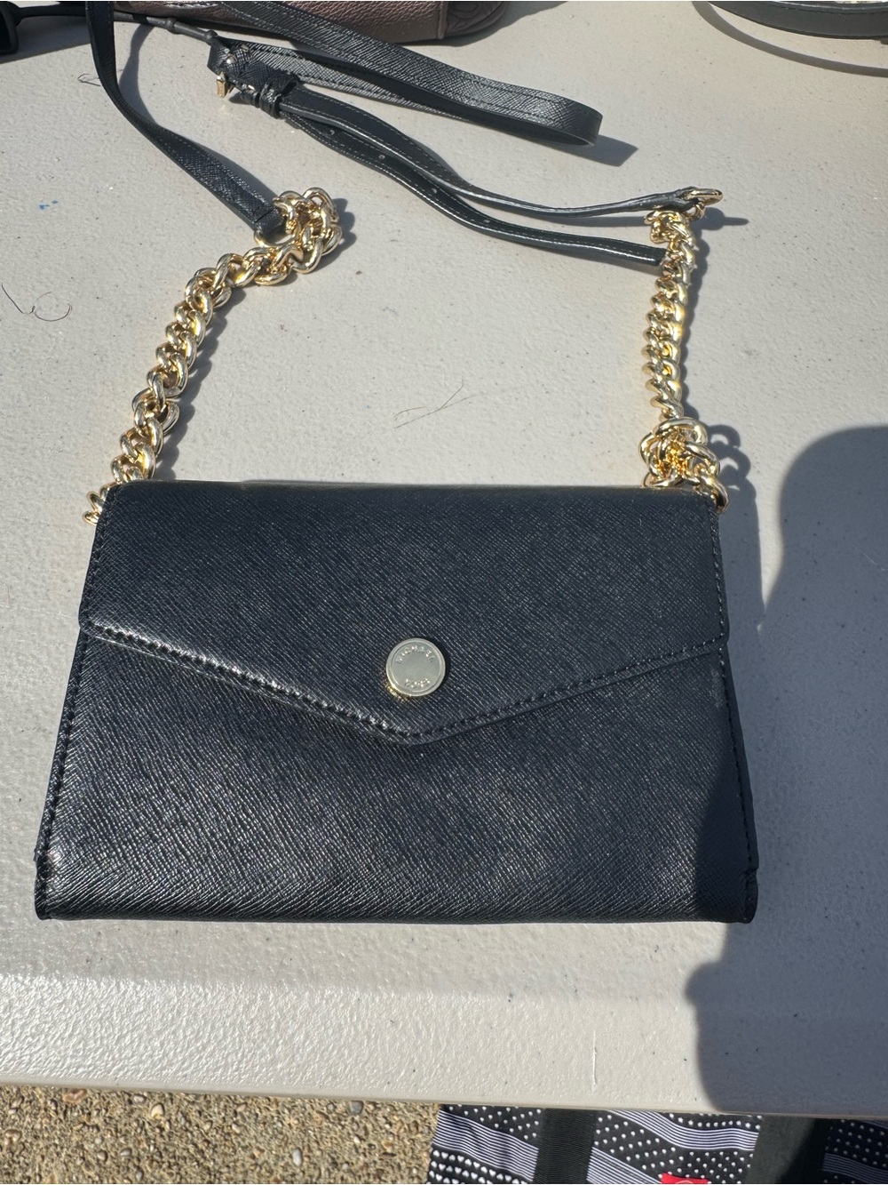 Michael Kors Black Crossbody Wallet with Gold Chain Strap